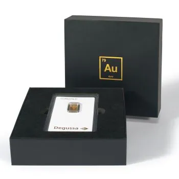LEUCHTTURM Geschenkschachtel für einen Goldbarren in Blisterverpackung | Motiv: „ Aurum “