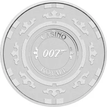 1 Unze Silbermünze Tuvalu 2023 - James Bond 007 ™ | Motiv: Casino Royale Casino Chip