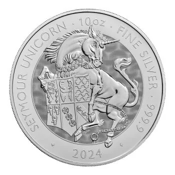 10 Unze Silbermünze Großbritannien 2024 - The Royal Tudor Beasts Collection | Motiv: Seymour Unicorn